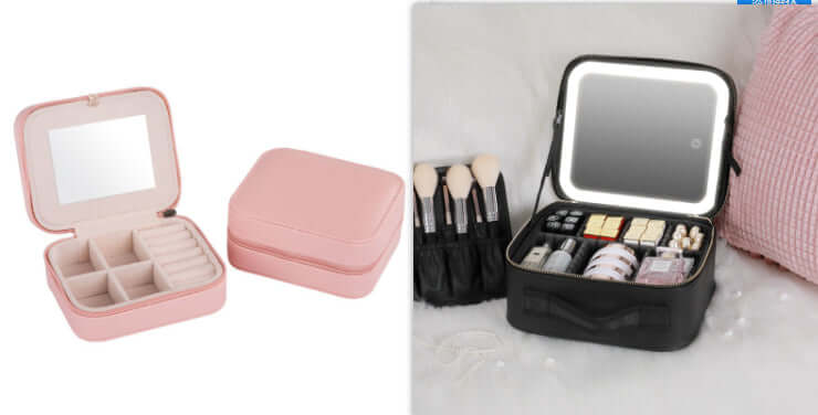 Smart LED Lighted Makeup Case – Large Capacity PU Leather Cosmetic Bag with 4K Mirror & Adjustable Fill Light - All you Need