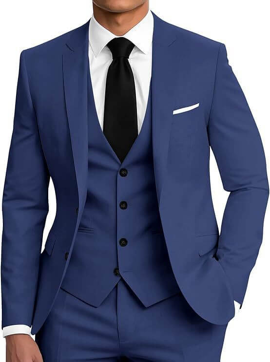 Men's Slim Fit Three-Piece Suit – Smart Casual Cotton Blend in 12 Colours - All you Need