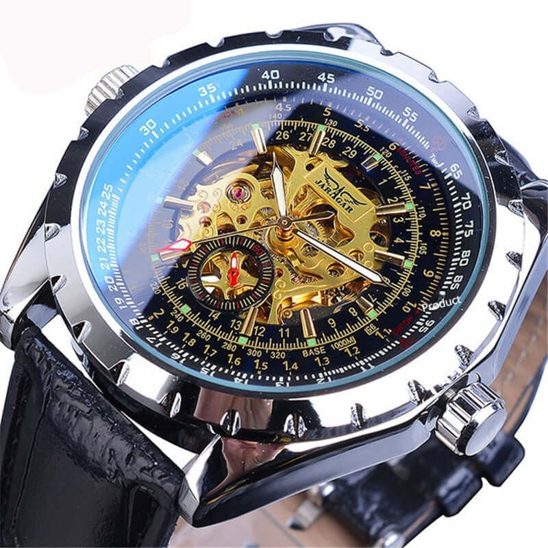 Fashionable Automatic Mechanical Watch – Black & White Dial, 16mm - All you Need
