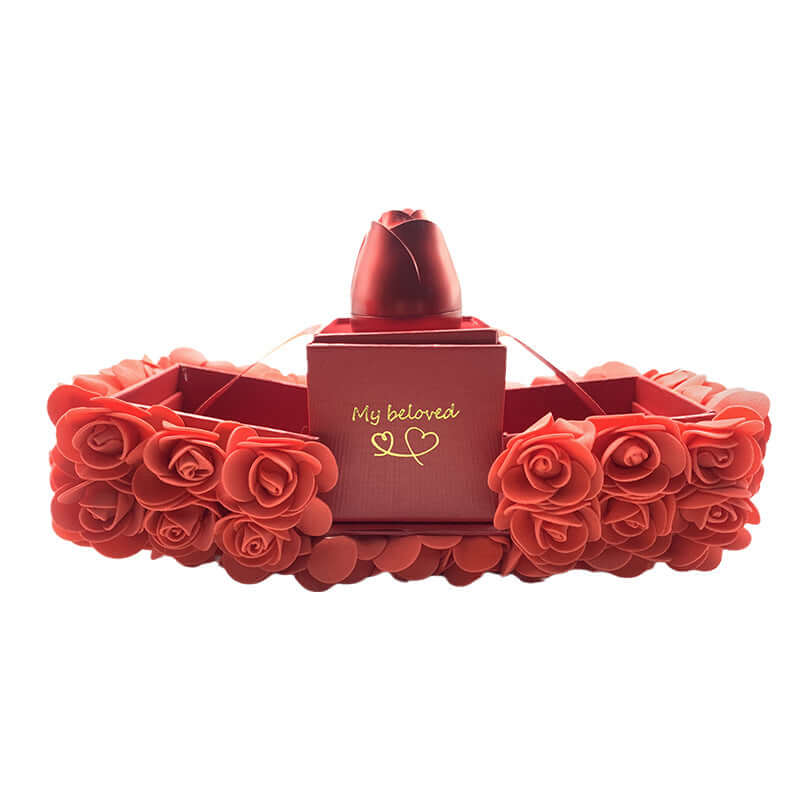 luxury rose gift box with crystal pendant featuring a handmade rose design and romantic message.