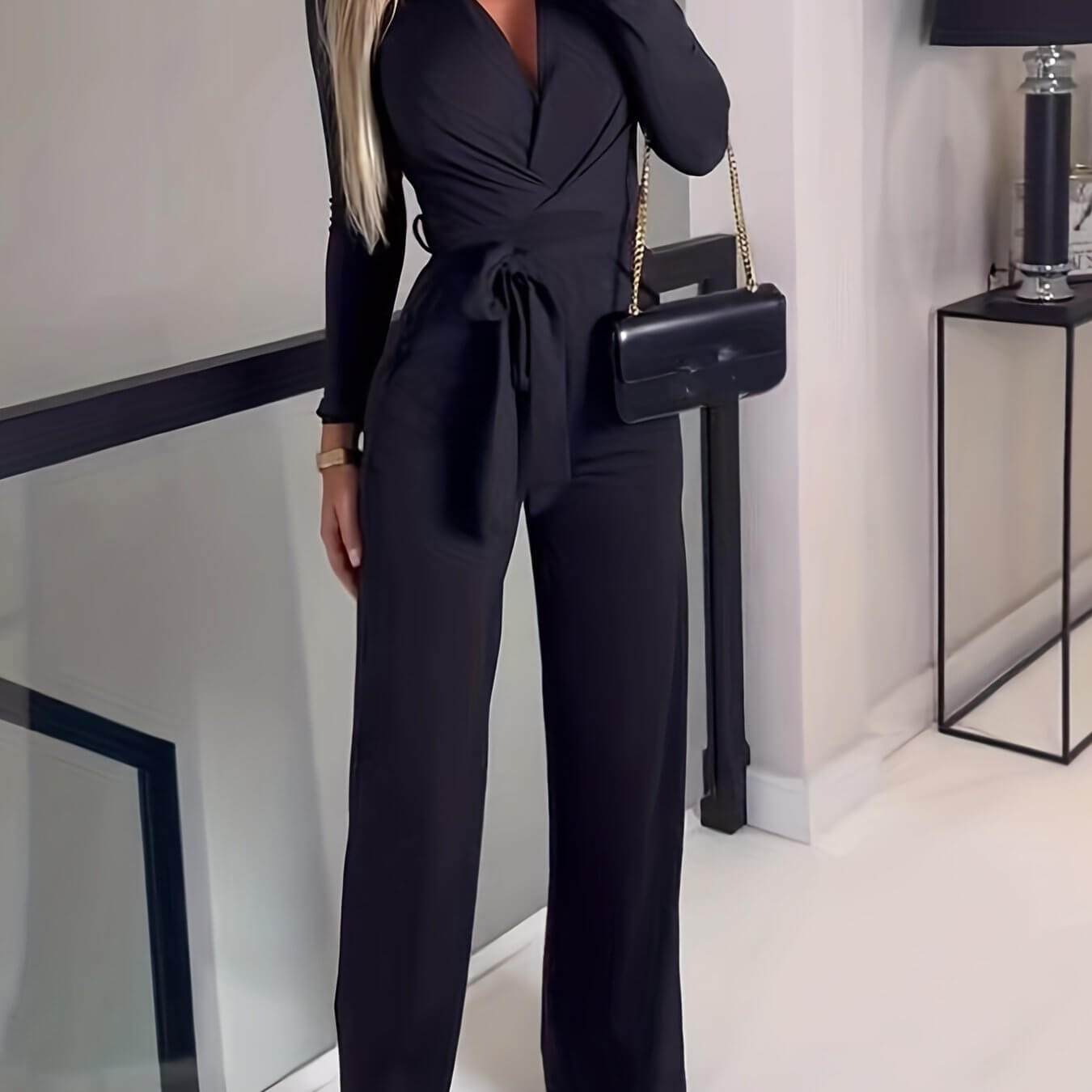 Wide Leg Belted Jumpsuit