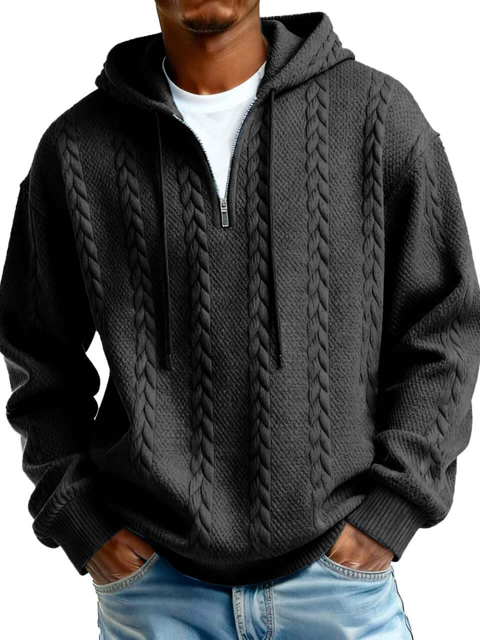 Men's Zip-Up Hooded Sweatshirt – Polyester Pullover Hoodie in Multiple Colours - All you Need