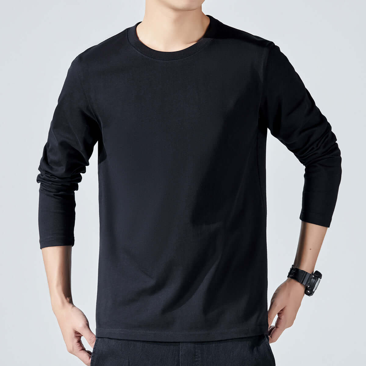 Men's Slim Fit Cotton Long Sleeve T-Shirt – Korean Style in 10 Colours - All you Need