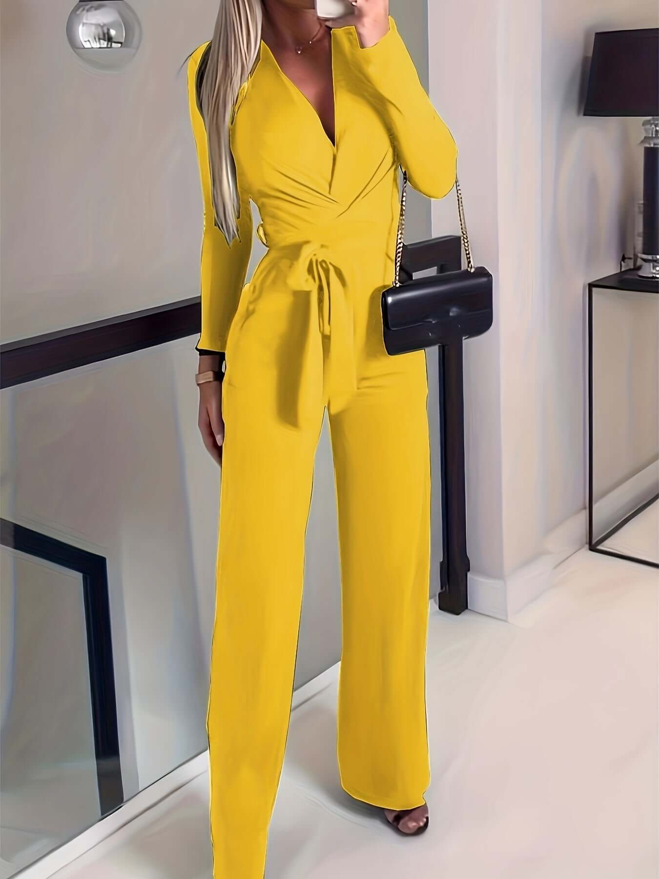 Wide Leg Belted Jumpsuit