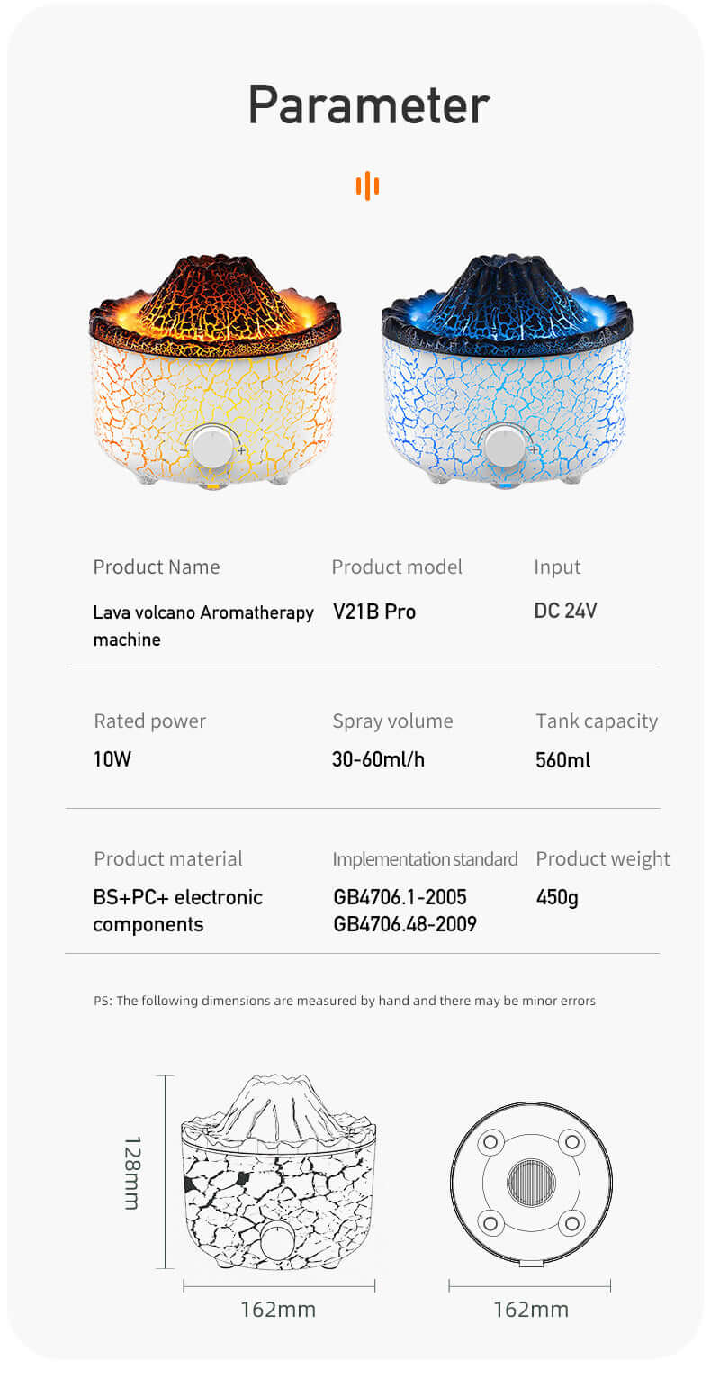 Volcano Humidifier & Aromatherapy Diffuser – LED Flame Effect with Remote Control (0.5–1L) - All you Need