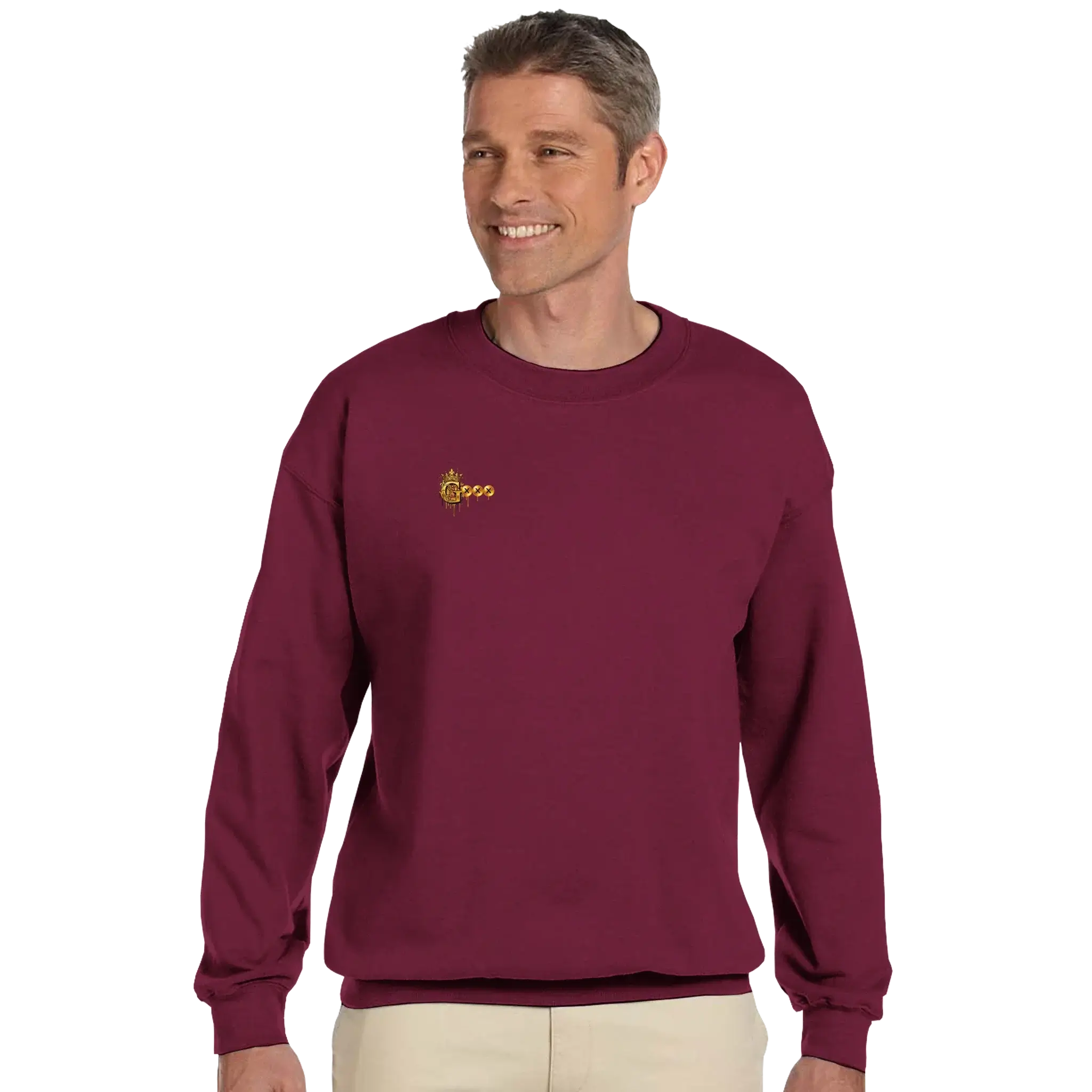 Classic unisex sweatshirt in maroon color, featuring soft fabric and comfortable fit, perfect for everyday wear.