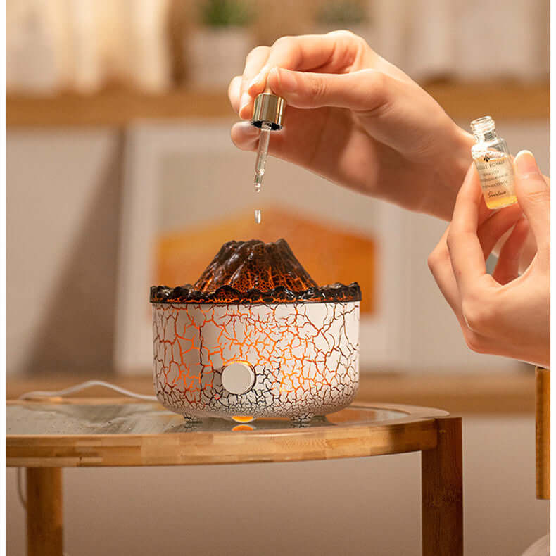 Volcano Humidifier & Aromatherapy Diffuser – LED Flame Effect with Remote Control (0.5–1L) - All you Need