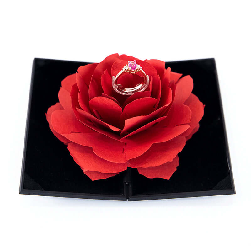 3D Pop-Up Ring Gift Box – Surprise Jewellery Presentation Box in Red & Pink - All you Need