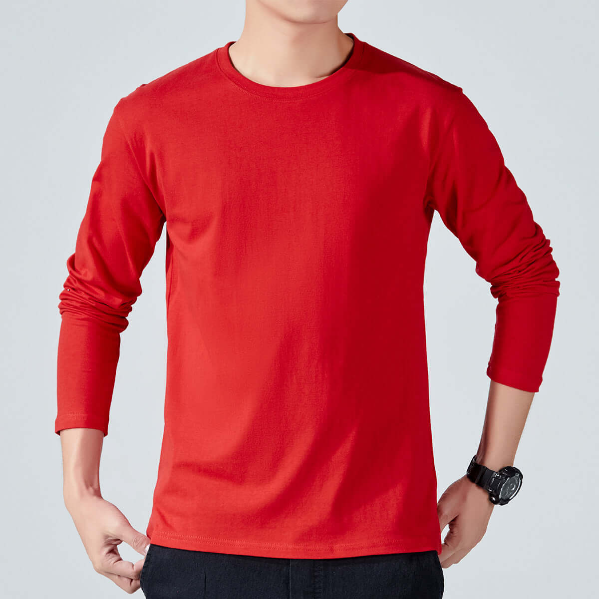 Men's Slim Fit Cotton Long Sleeve T-Shirt – Korean Style in 10 Colours - All you Need