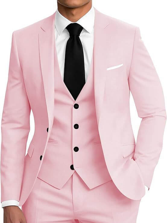 Men's Slim Fit Three-Piece Suit – Smart Casual Cotton Blend in 12 Colours - All you Need