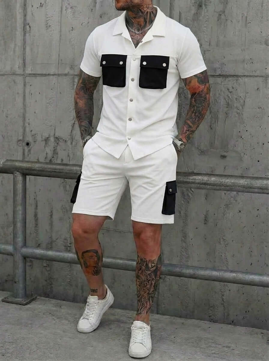 Men's Short Sleeve Sport Suit – Polyester Shirt & Shorts Set in 4 Colours - All you Need