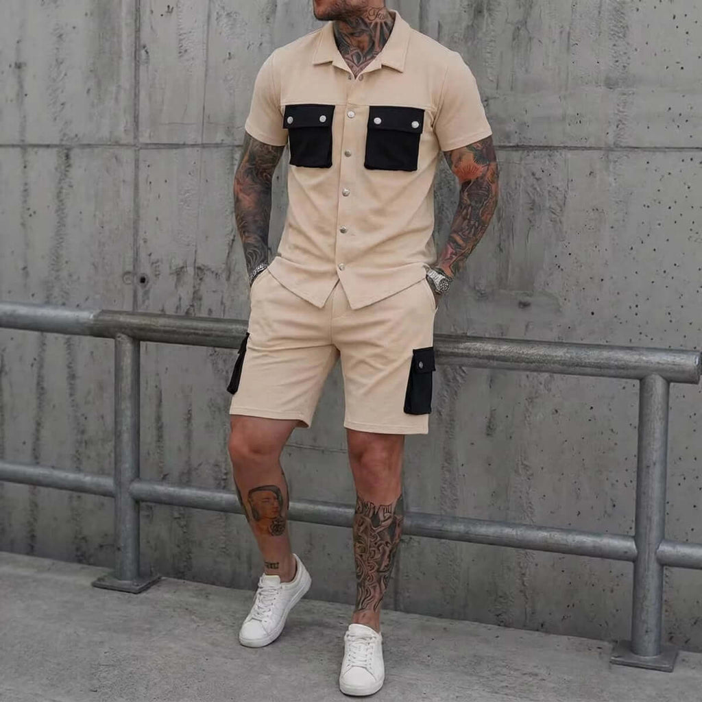 Men's Short Sleeve Sport Suit – Polyester Shirt & Shorts Set in 4 Colours - All you Need