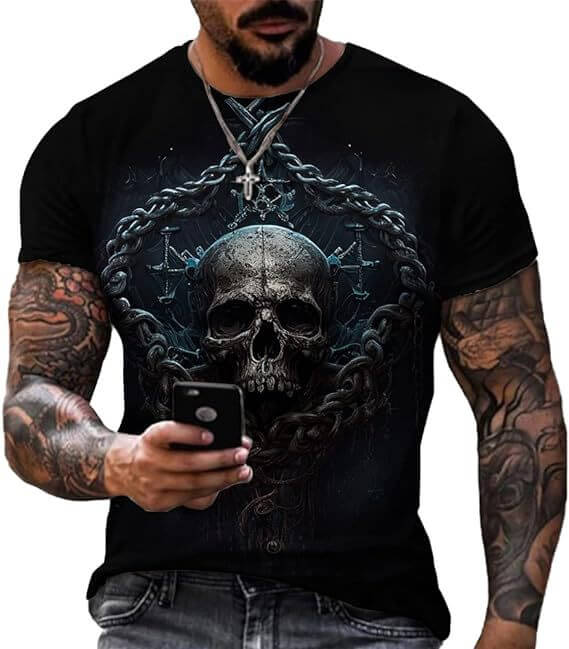 Printed Short Sleeve Skull Head - All you Need