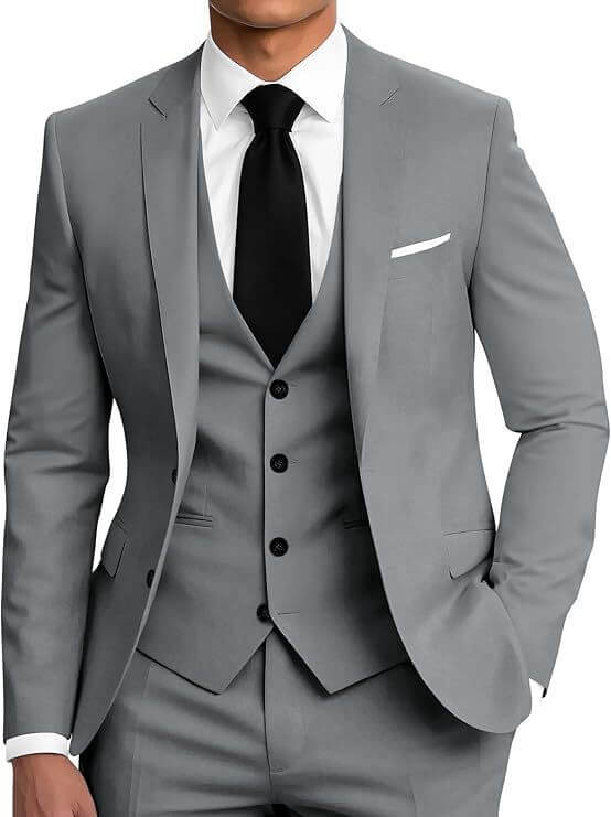 Men's Slim Fit Three-Piece Suit – Smart Casual Cotton Blend in 12 Colours - All you Need