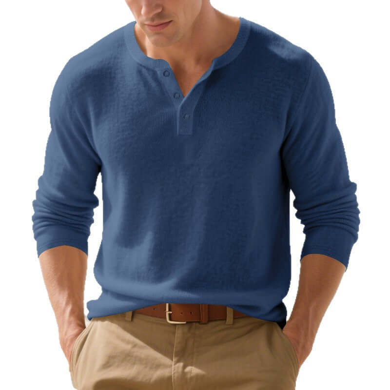 Men's Loose Fit Long-Sleeve Polyester Shirt – Casual Pullover in 7 Colours - All you Need