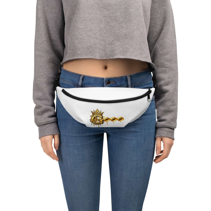 Stylish fanny pack for travel, worn by a model, featuring a sleek design and adjustable straps for convenience.
