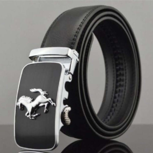 Buckle leather belts featuring a sleek design with a polished buckle and high-quality black leather.