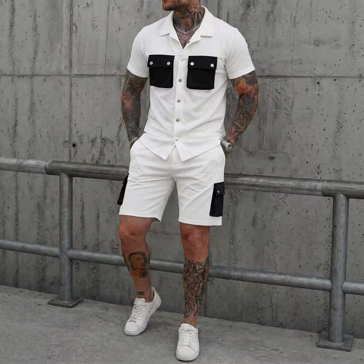 Men's Short Sleeve Sport Suit – Polyester Shirt & Shorts Set in 4 Colours - All you Need