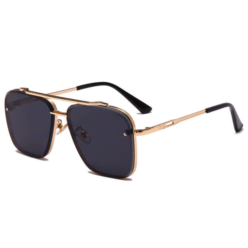 Metal vintage sunglasses featuring a stylish gold frame and dark lenses for UV protection.