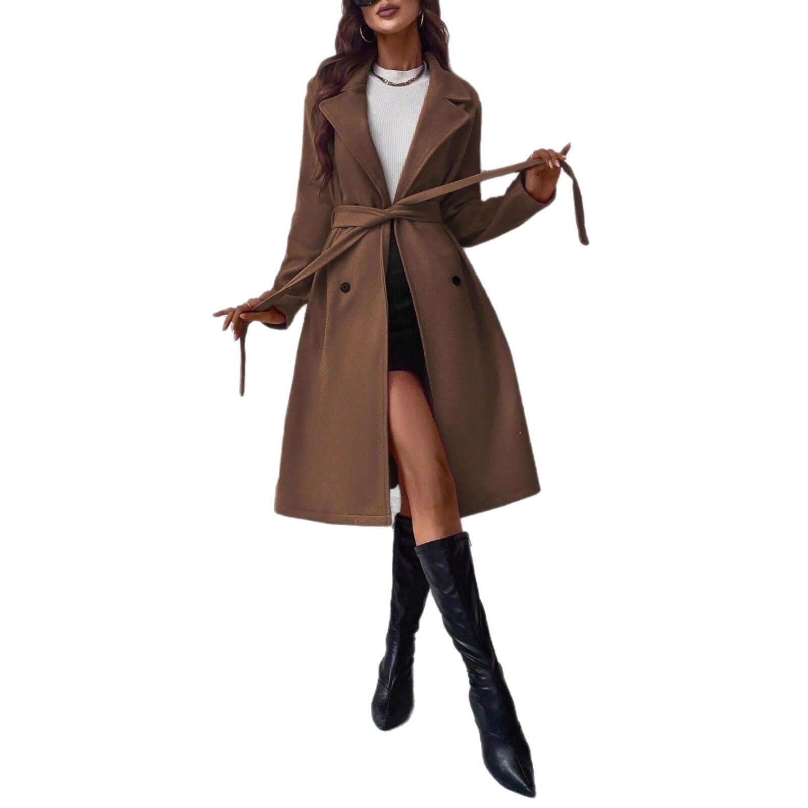 Belted Coat – Elegant Women's Outerwear with Waist-Defining Belt