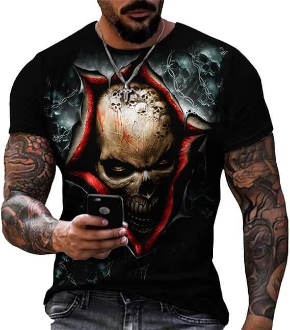 Printed Short Sleeve Skull Head - All you Need