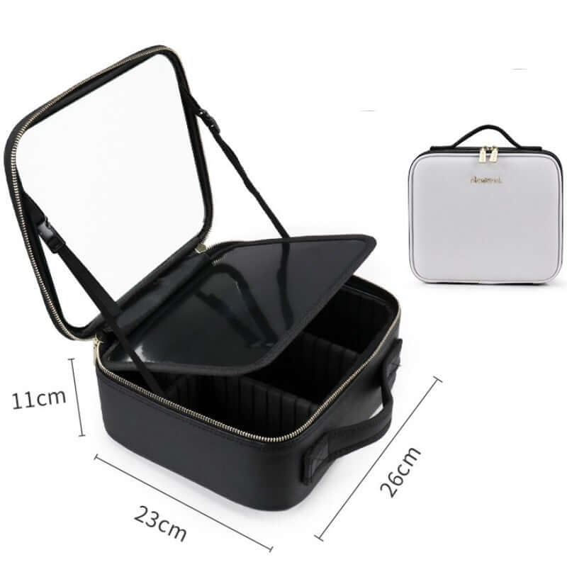 Smart LED Lighted Makeup Case – Large Capacity PU Leather Cosmetic Bag with 4K Mirror & Adjustable Fill Light - All you Need