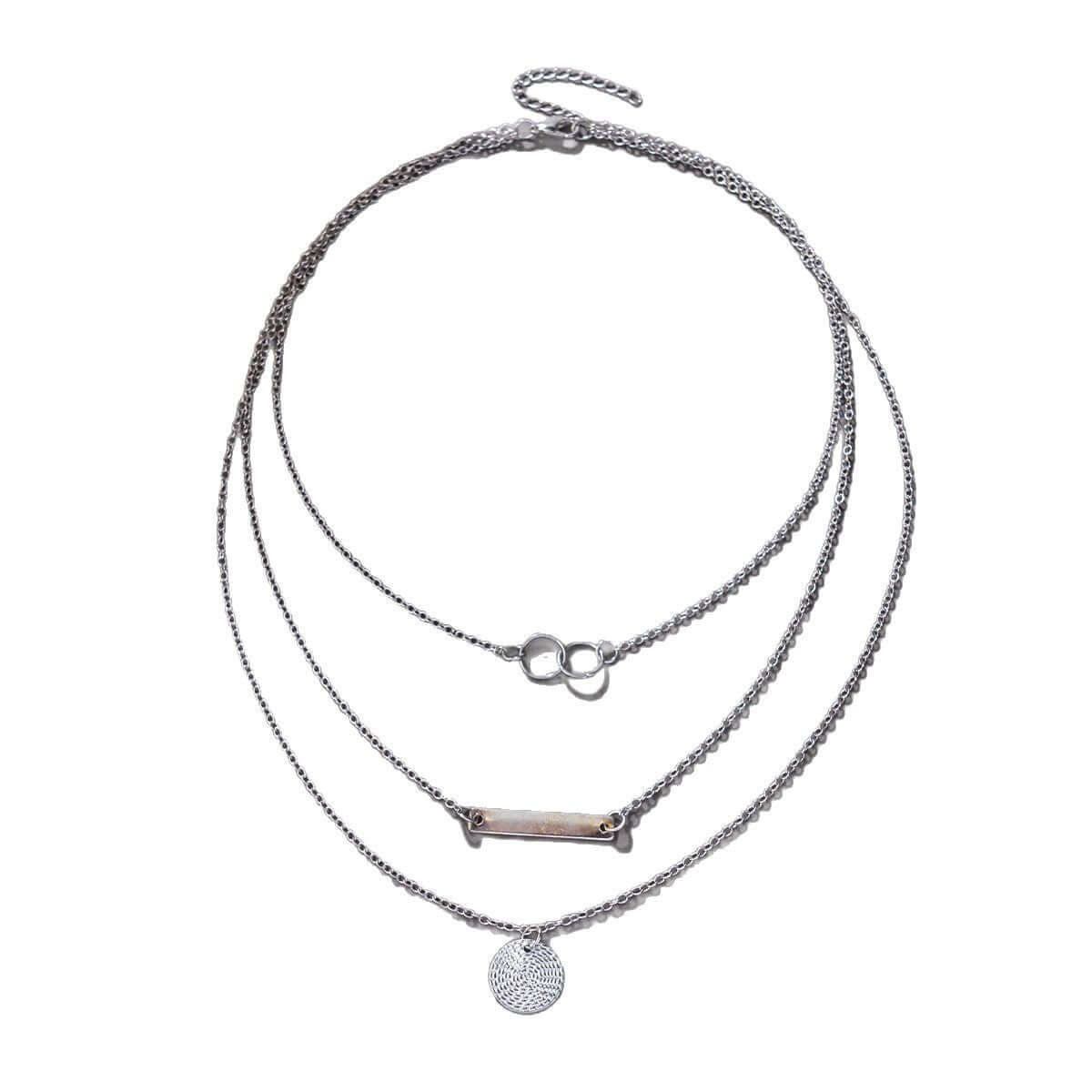 Minimalist Geometric Pendant Necklace – Electroplated Iron Chain in Gold & White Gold for Women