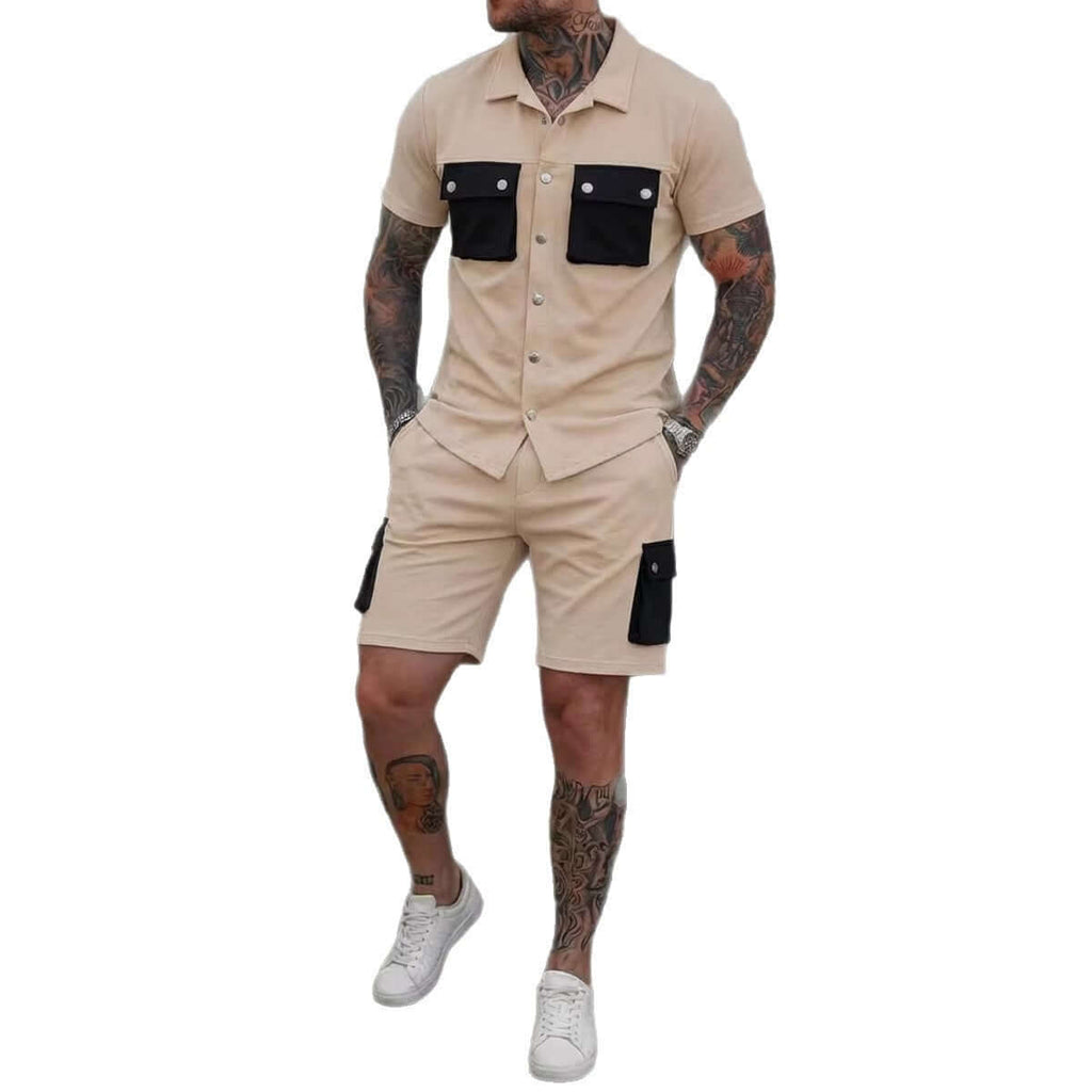 Men's Short Sleeve Sport Suit – Polyester Shirt & Shorts Set in 4 Colours - All you Need