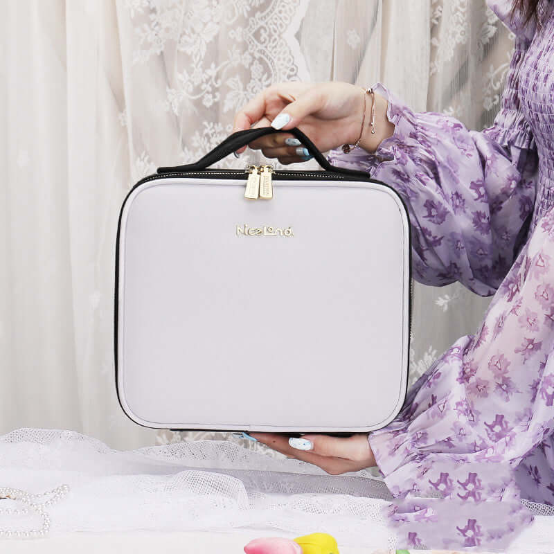 Smart LED Lighted Makeup Case – Large Capacity PU Leather Cosmetic Bag with 4K Mirror & Adjustable Fill Light - All you Need