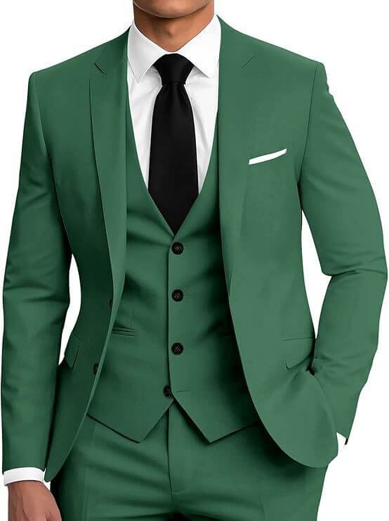 Men's Slim Fit Three-Piece Suit – Smart Casual Cotton Blend in 12 Colours - All you Need