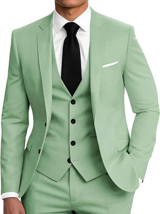 Men's Slim Fit Three-Piece Suit – Smart Casual Cotton Blend in 12 Colours - All you Need