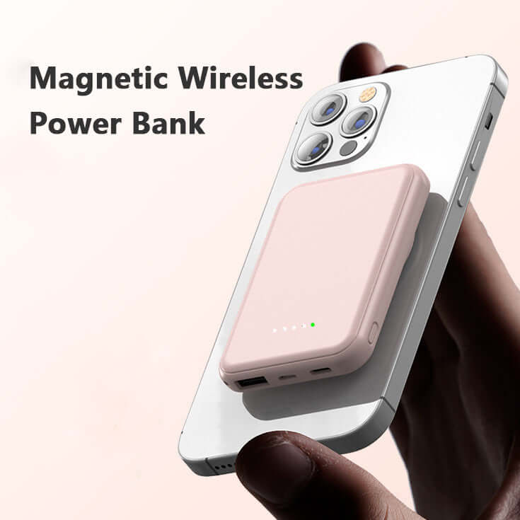 Mini Magnetic Wireless Power Bank – Fast Charging 5W, LED Display, Plane-Safe (4 Colours) - All you Need