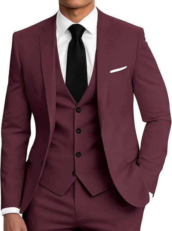 Men's Slim Fit Three-Piece Suit – Smart Casual Cotton Blend in 12 Colours - All you Need