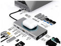 compact USB hub for laptop with multiple ports and connected devices displayed.