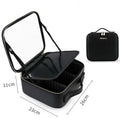 Smart LED lighted makeup case with clear mirror and spacious interior, designed for perfect lighting and organization.