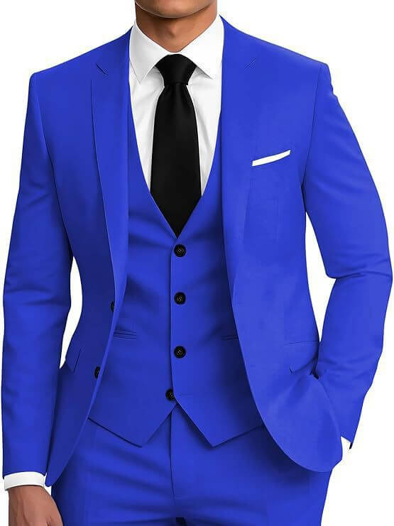 Men's Slim Fit Three-Piece Suit – Smart Casual Cotton Blend in 12 Colours - All you Need