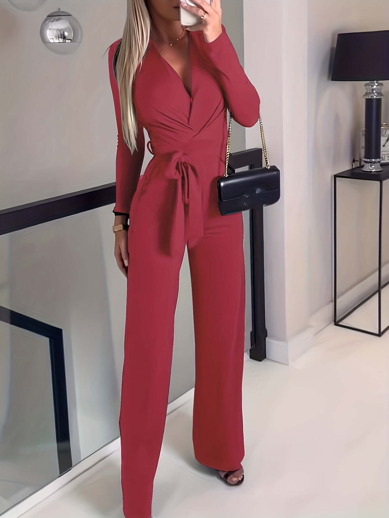 Wide Leg Belted Jumpsuit