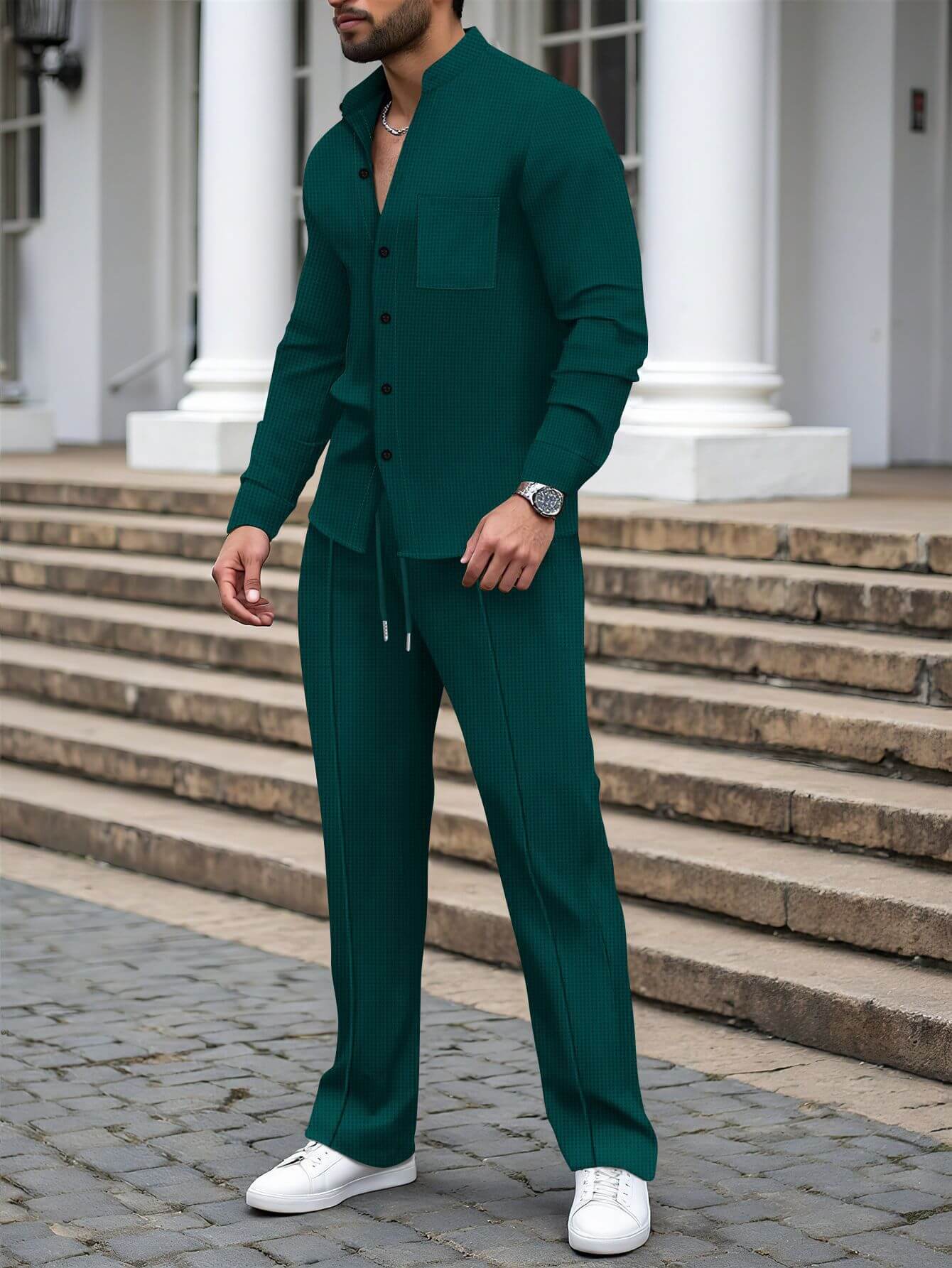Refined Casual T-Shirt & Trousers Set|6 Colours All you Need - All you Need