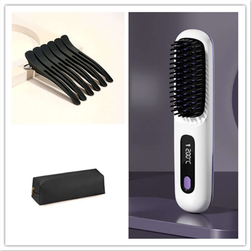 Cordless Hair Straightener Brush – 2-in-1 Wireless Straightening & Styling Comb - All you Need