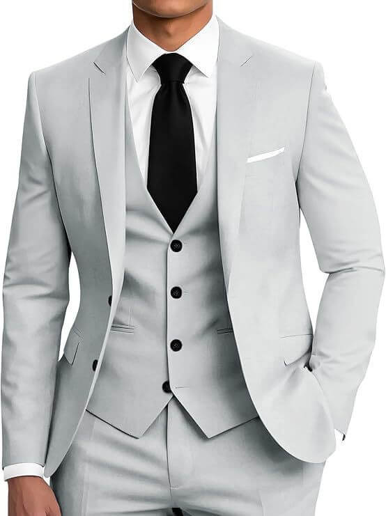 Men's Slim Fit Three-Piece Suit – Smart Casual Cotton Blend in 12 Colours - All you Need