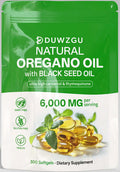 Duwzgu Natural Oregano Oil with Black Seed Oil, 300 softgels dietary supplement for health benefits.