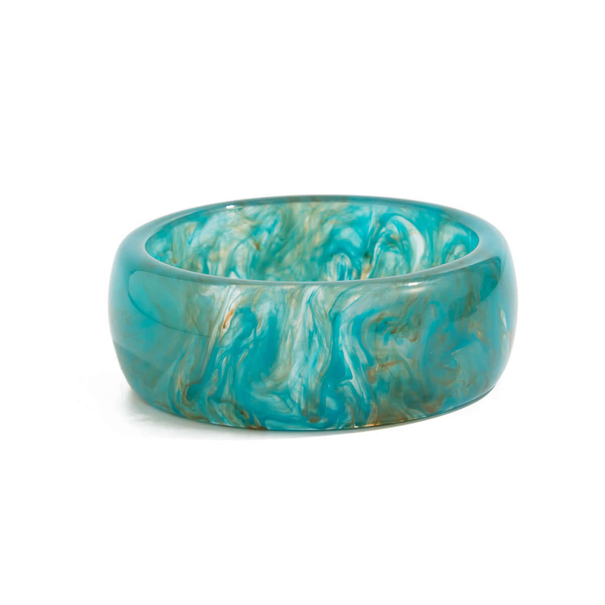 Handcrafted resin-dyed bracelet featuring vibrant turquoise swirls, perfect for stacking or standalone wear.