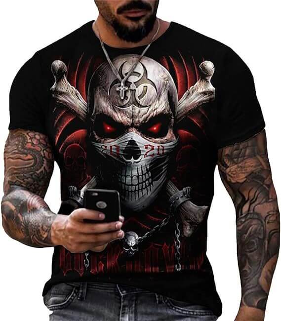Printed Short Sleeve Skull Head - All you Need