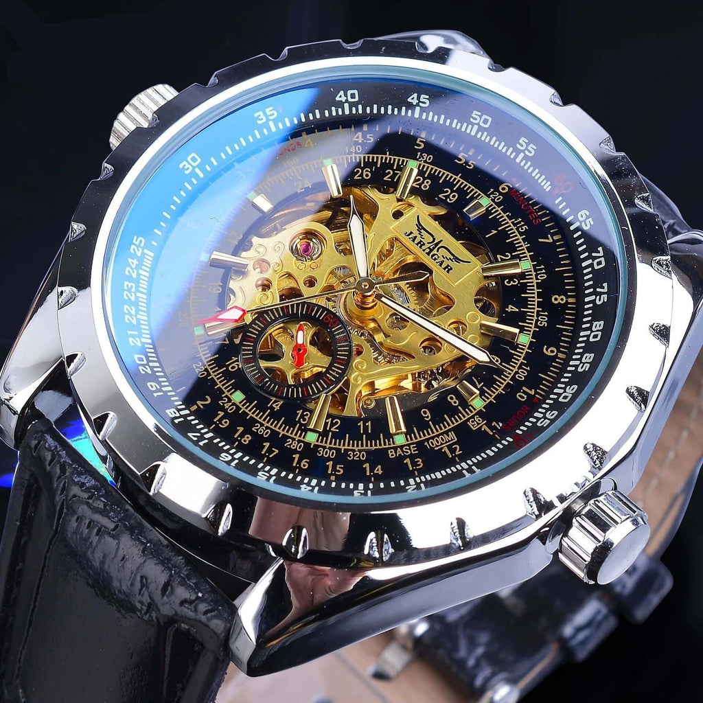 Fashionable Automatic Mechanical Watch – Black & White Dial, 16mm - All you Need