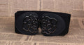 Slim women's waist belt with floral buckle design, ideal for dresses and outfits.